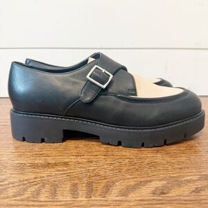 Seychelles | Catch Me two-tone leather lug sole monk strap loafers black 7.5
